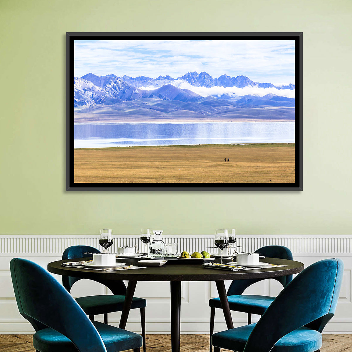Song Kul Lake Silhouettes Wall Art in a room, landscape