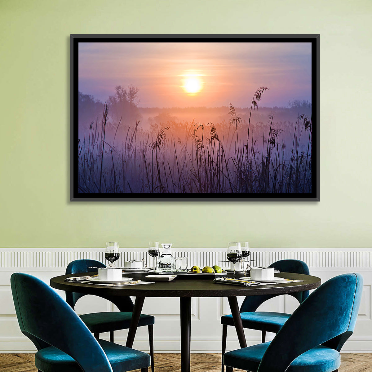 Lavender Sunrise Over Reeds Wall Art