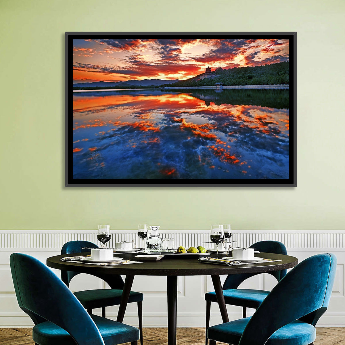 Kunming Lake Sunset, Summer Palace Wall Art in a room, landscape