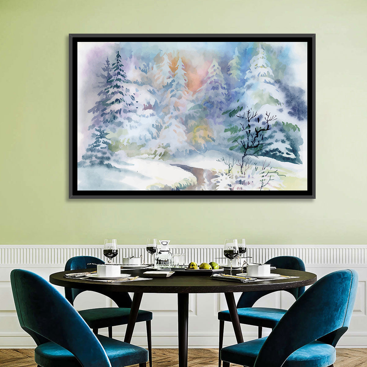 Winter Snow Watercolor Wall Art