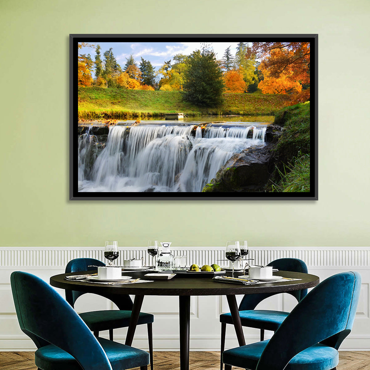 Autumn Forest Waterfall Wall Art