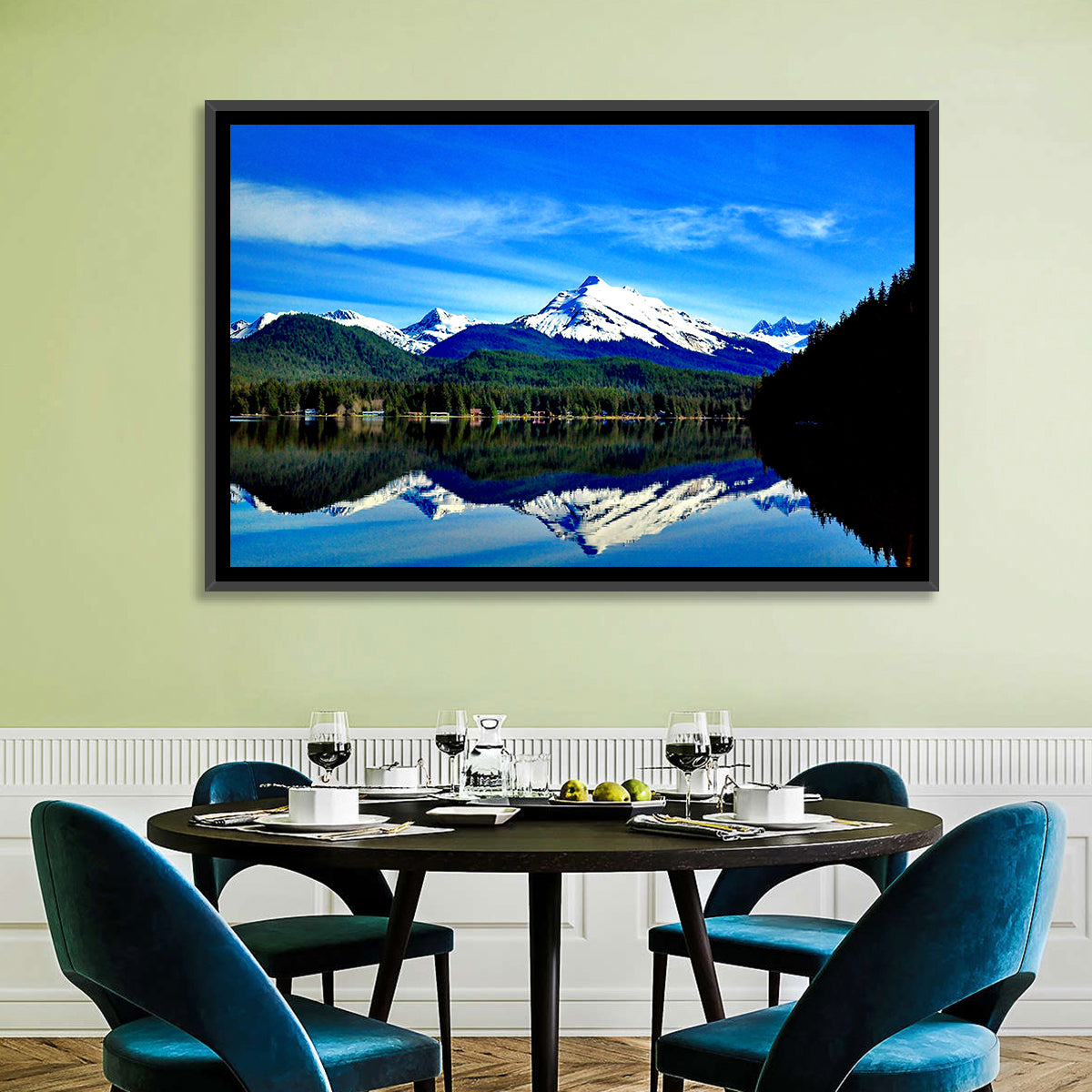 Juneau Mountains Reflection Wall Art in a room, landscape