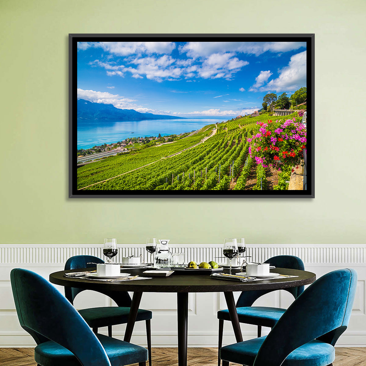 Lavaux Wine Region Wall Art in a room, landscape