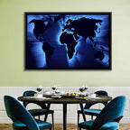 Glowing Digital World Map Wall Art