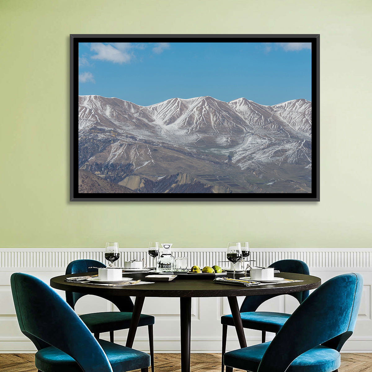 Qusar Mountains Wall Art in a room, landscape