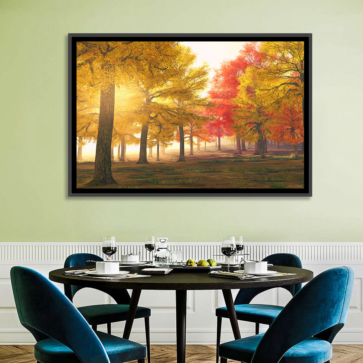 Foggy Autumn Forest Wall Art