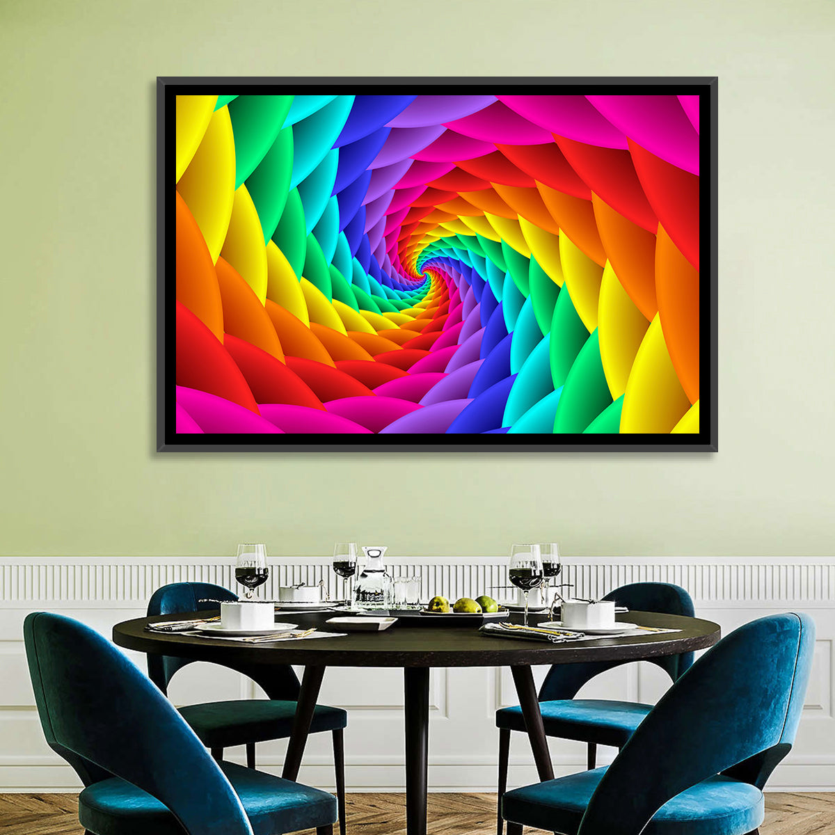 Rainbow Spiral Vortex Tunnel Wall Art