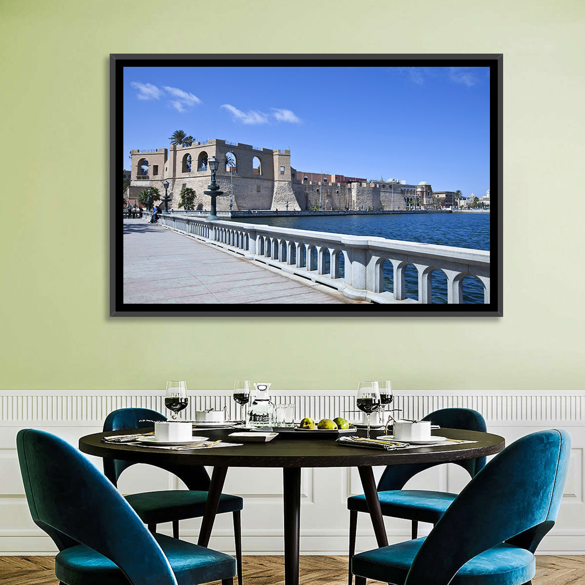Red Fort Waterfront Wall Art in a room, landscape