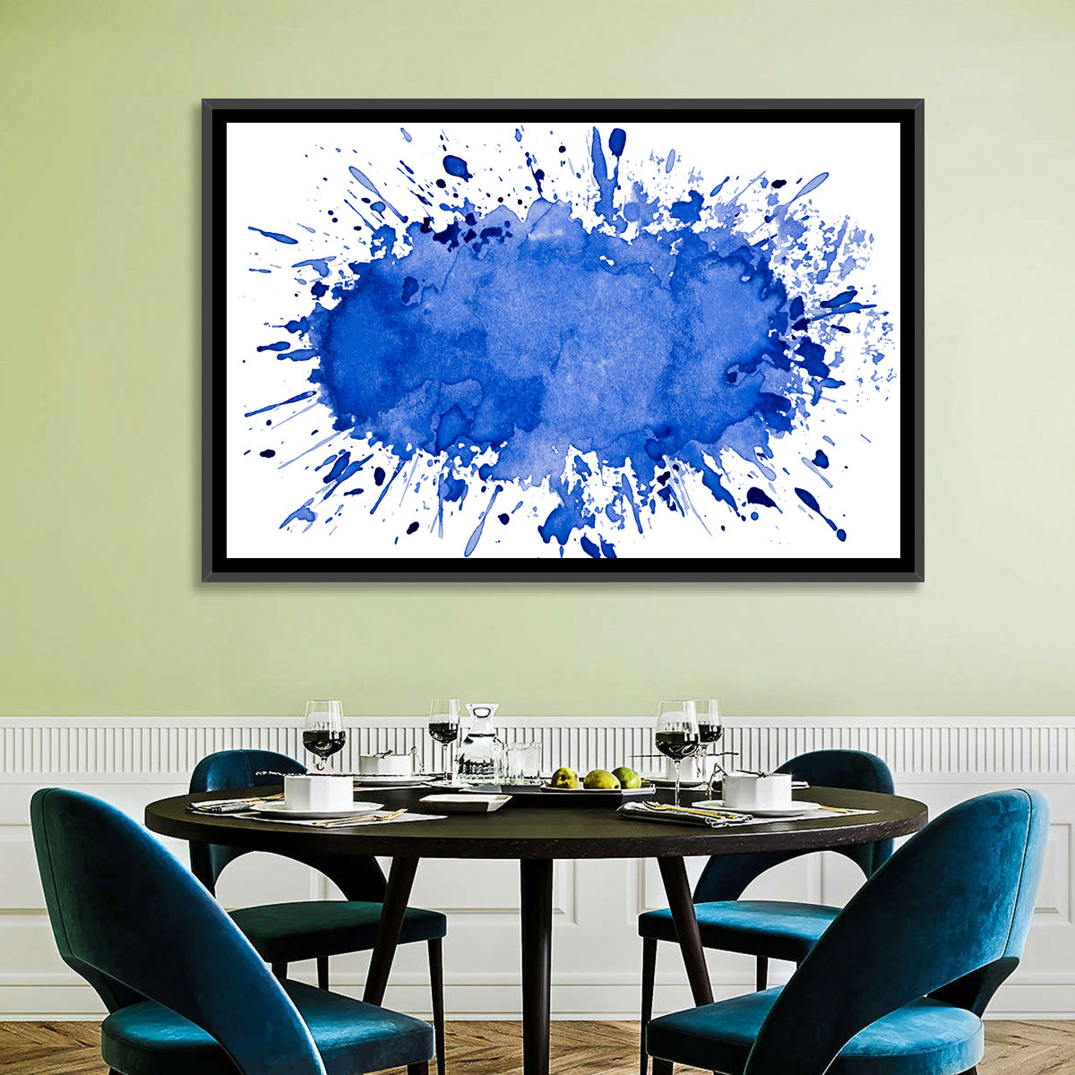 Blue Ink Splash Wall Art