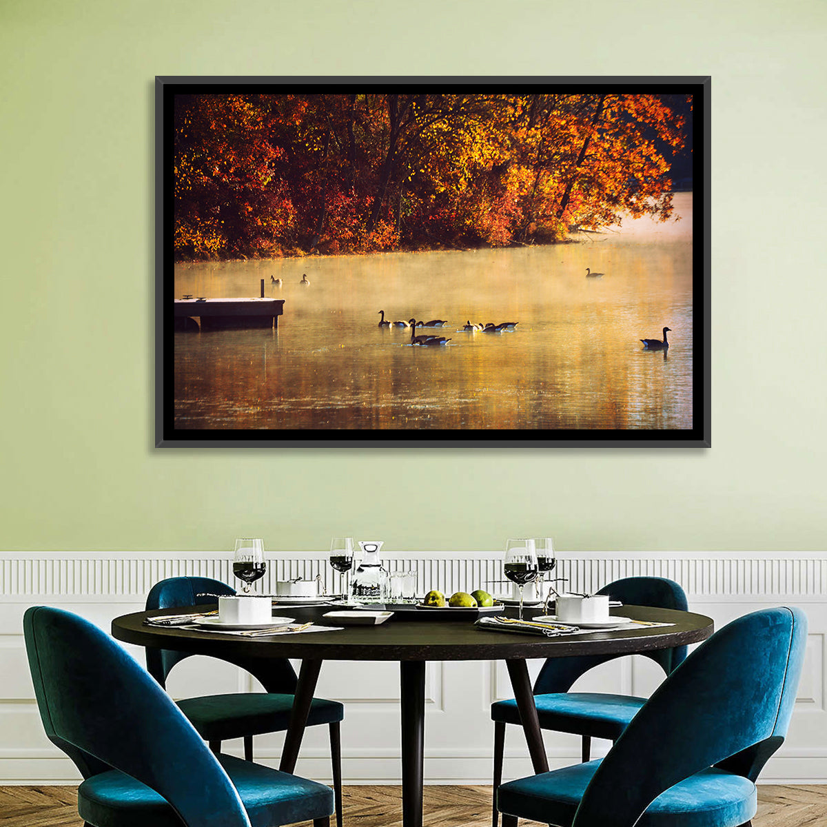 Governor Dodge Misty Lake Wall Art in a room, landscape