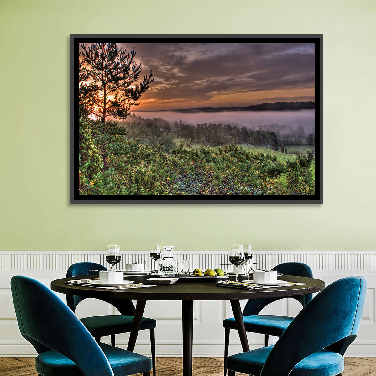 Misty Swedish Pine Valley Wall Art