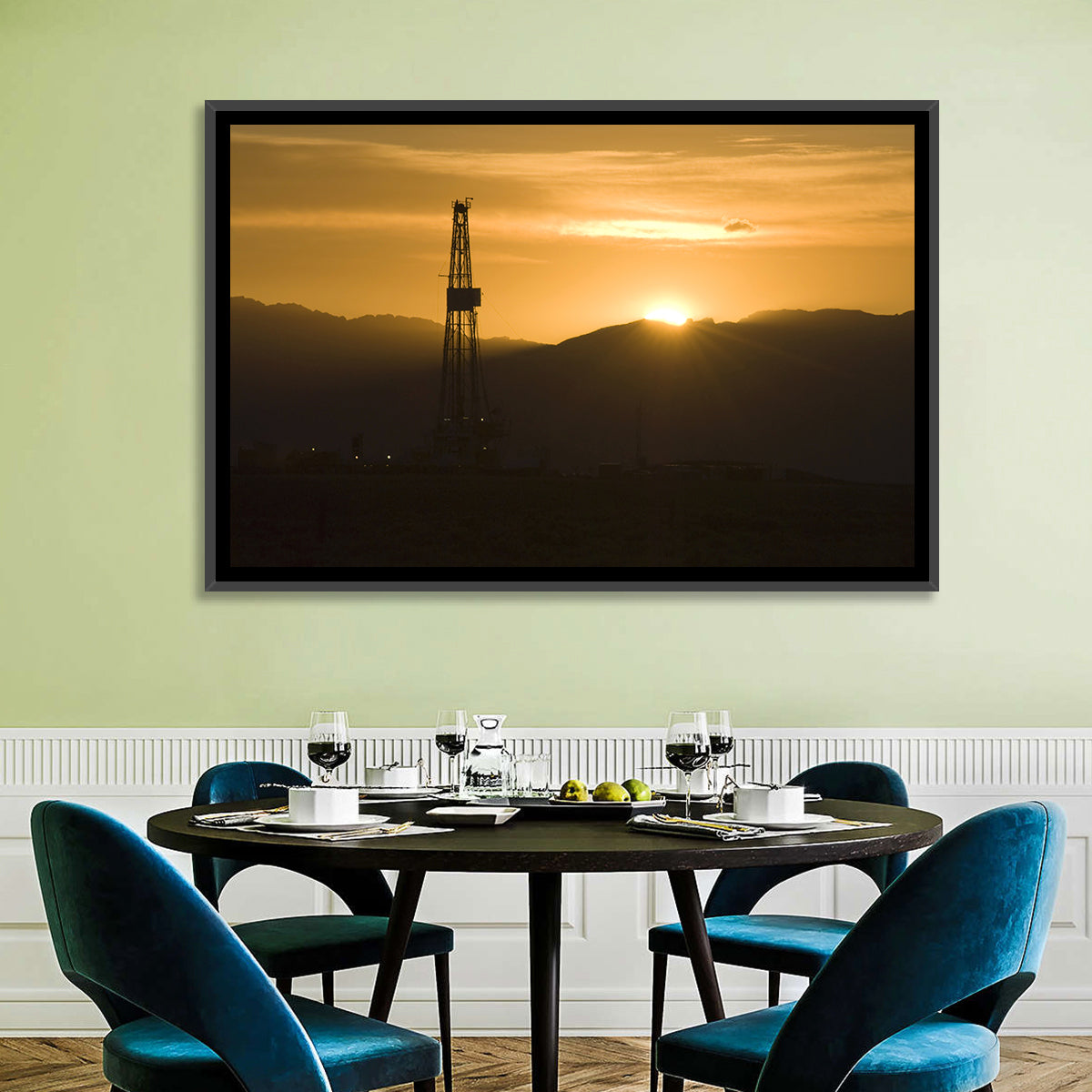 Sunrise Over Drilling Rig Wall Art
