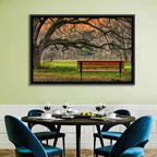 Misty Autumn Park Bench Wall Art