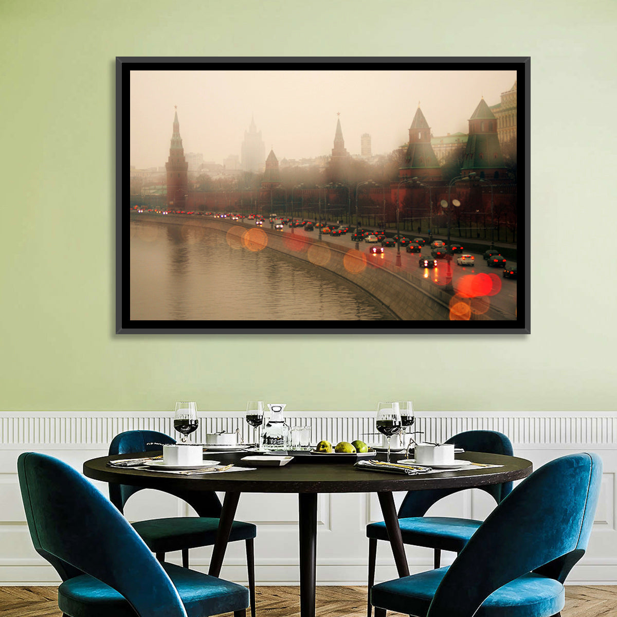 Foggy Moscow Kremlin at Dusk Wall Art