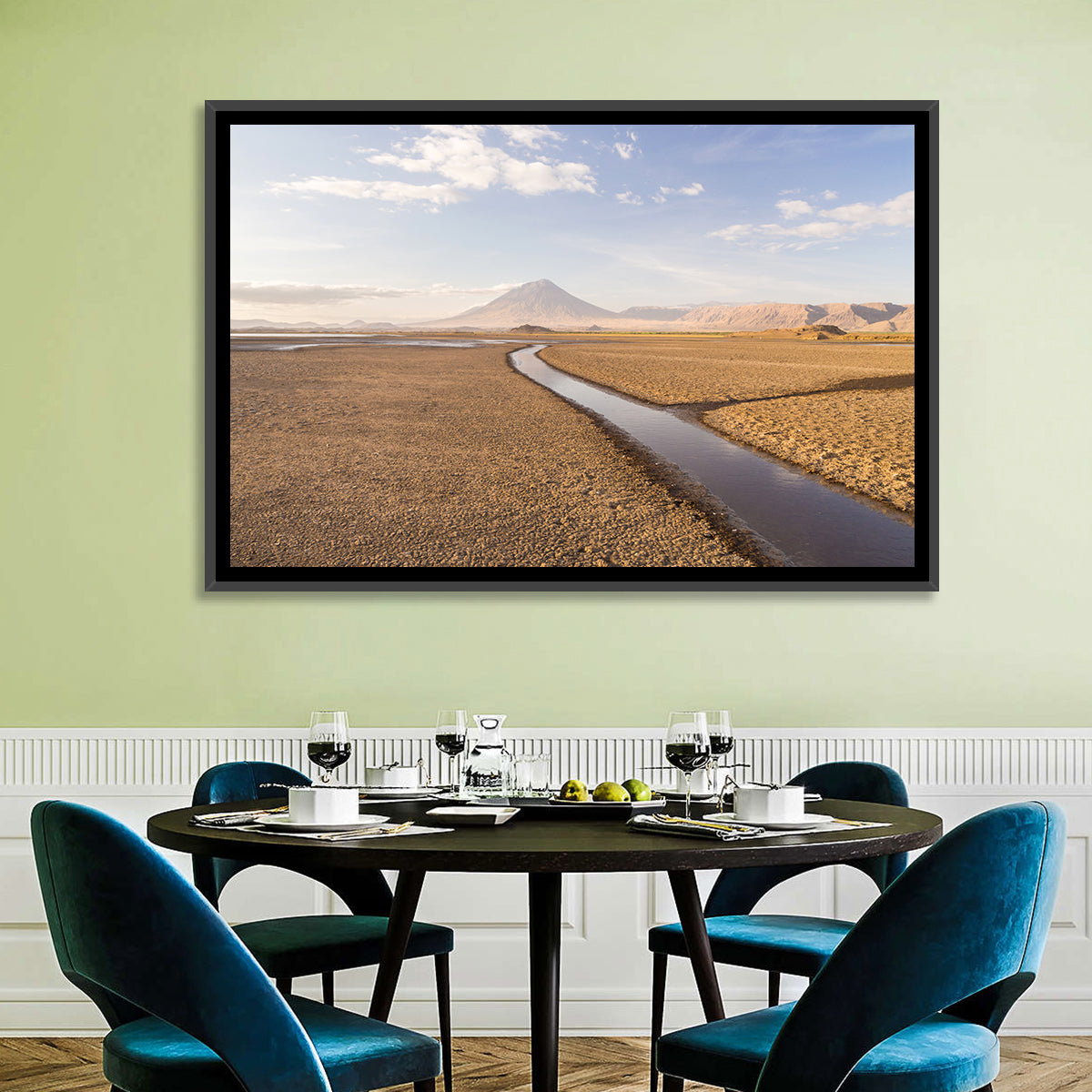 Lake Natron with Ol Doinyo Lengai Wall Art in a room, landscape