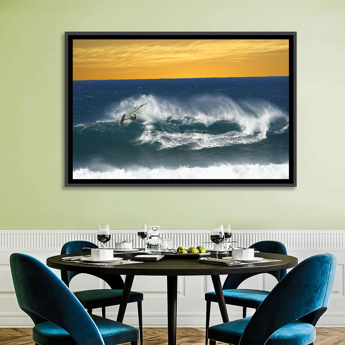 Windsurfer at Golden Wave Wall Art