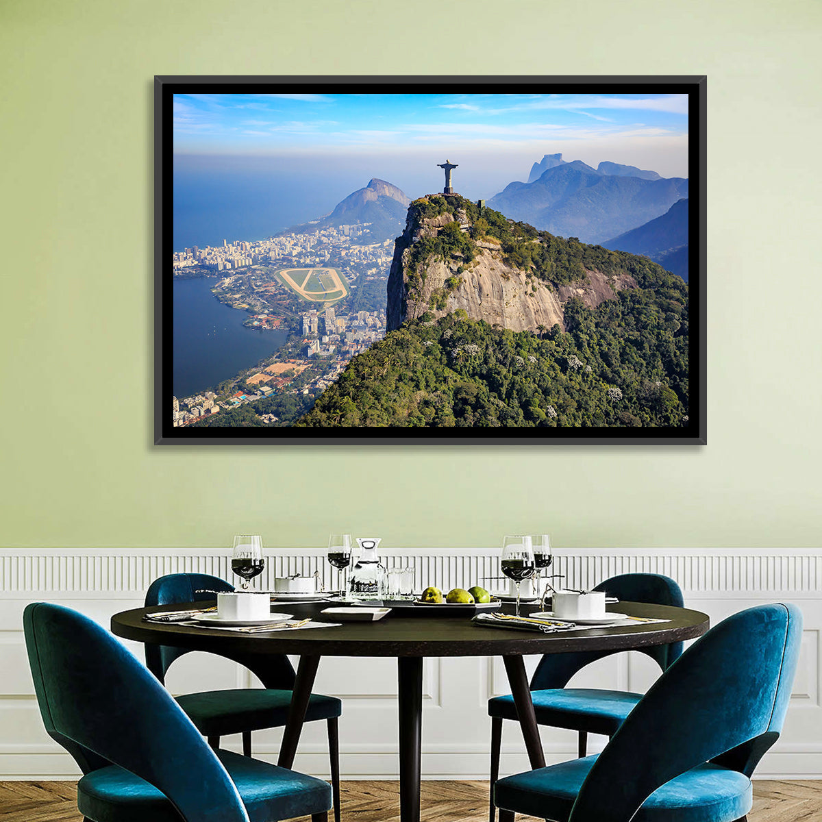Rio De Janeiro Skyline with Christ the Redeemer Wall Art in a room, landscape