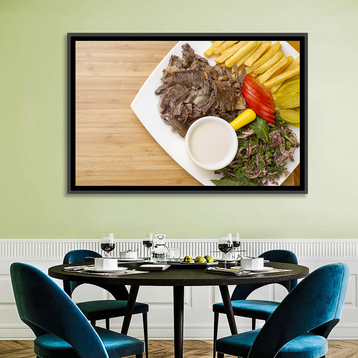 Shawarma and Fries Flat Lay Wall Art