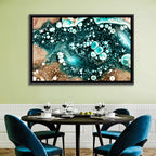 Teal Oil and Water Bubble Abstract Wall Art