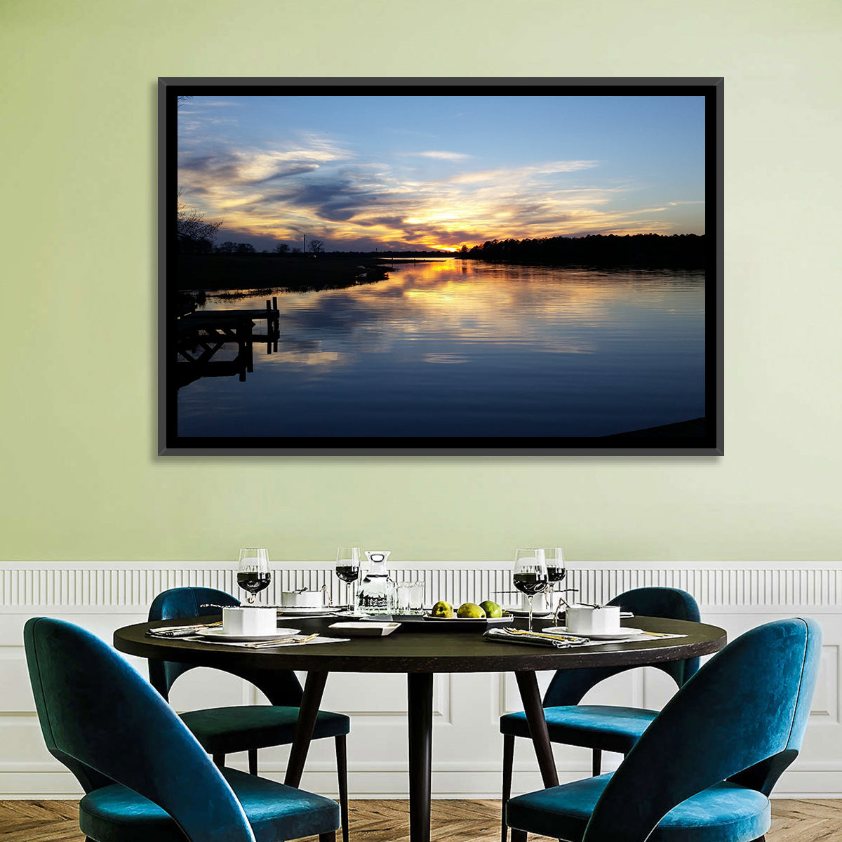Lake Palestine Pier at Sunset Wall Art