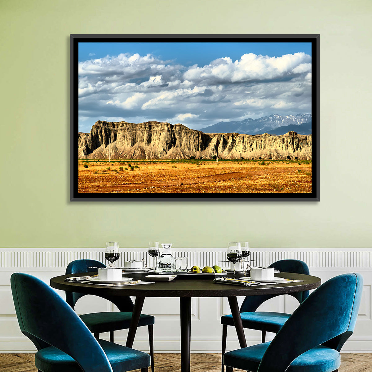 Snake Mountain Ridge Cliffs Wall Art in a room, landscape
