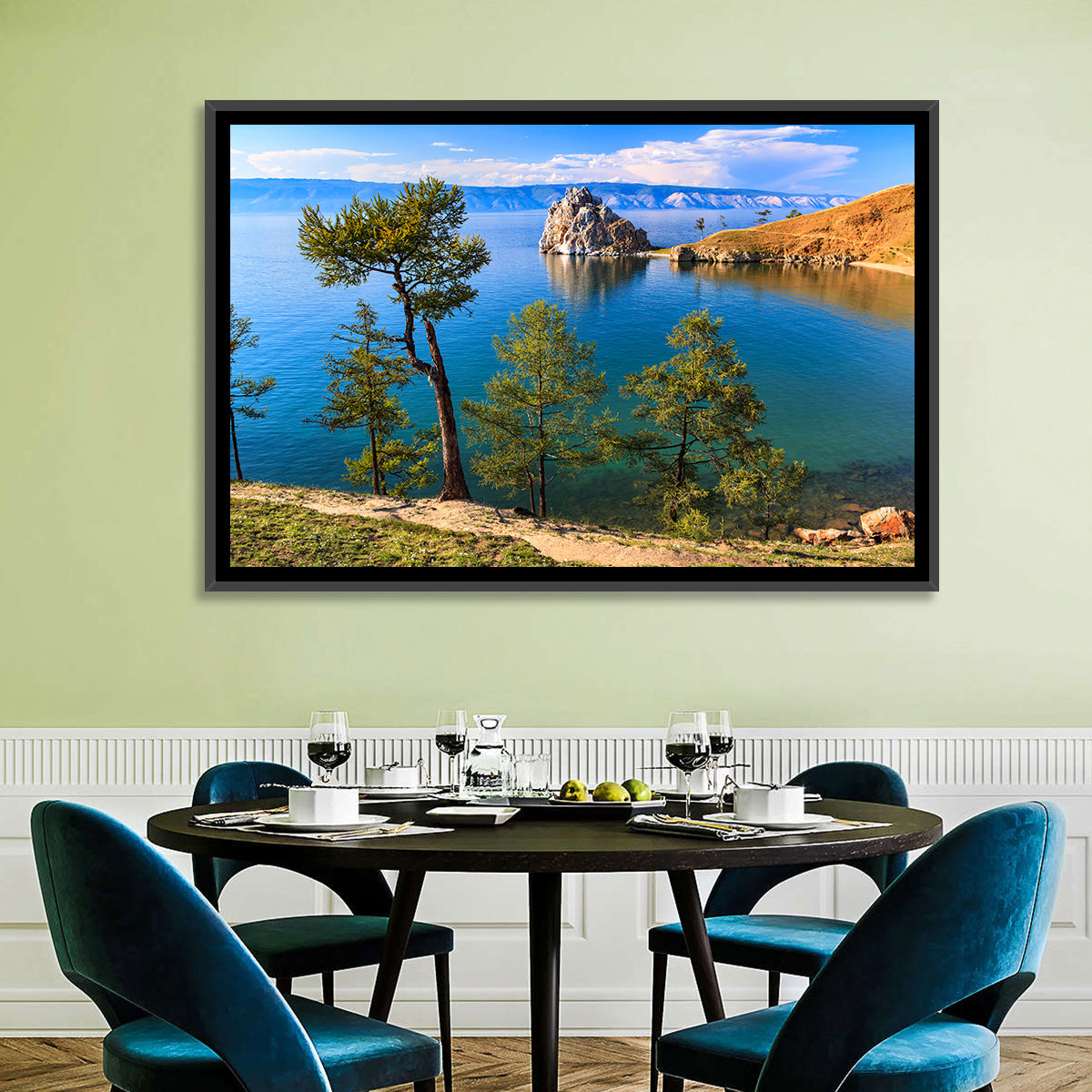 Shamanka Rock, Lake Baikal Wall Art in a room, landscape