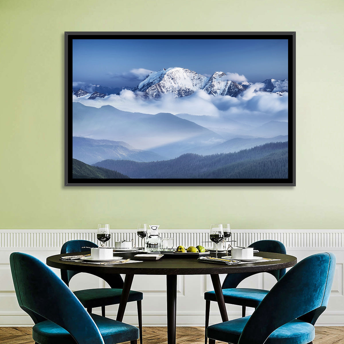 Snow-capped Peaks in Clouds Wall Art