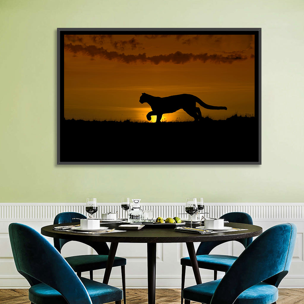 Cougar Silhouette at Sunset Wall Art