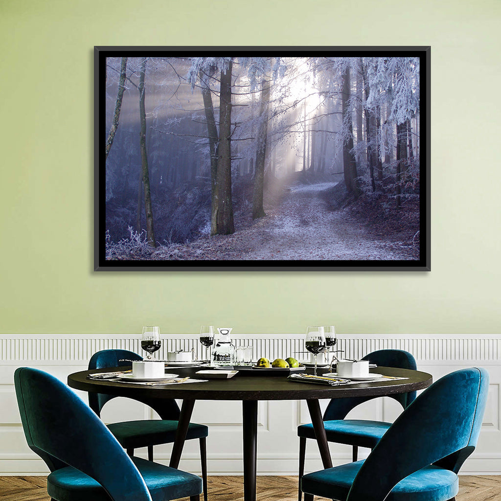 Frosted Forest Path at Dawn Wall Art