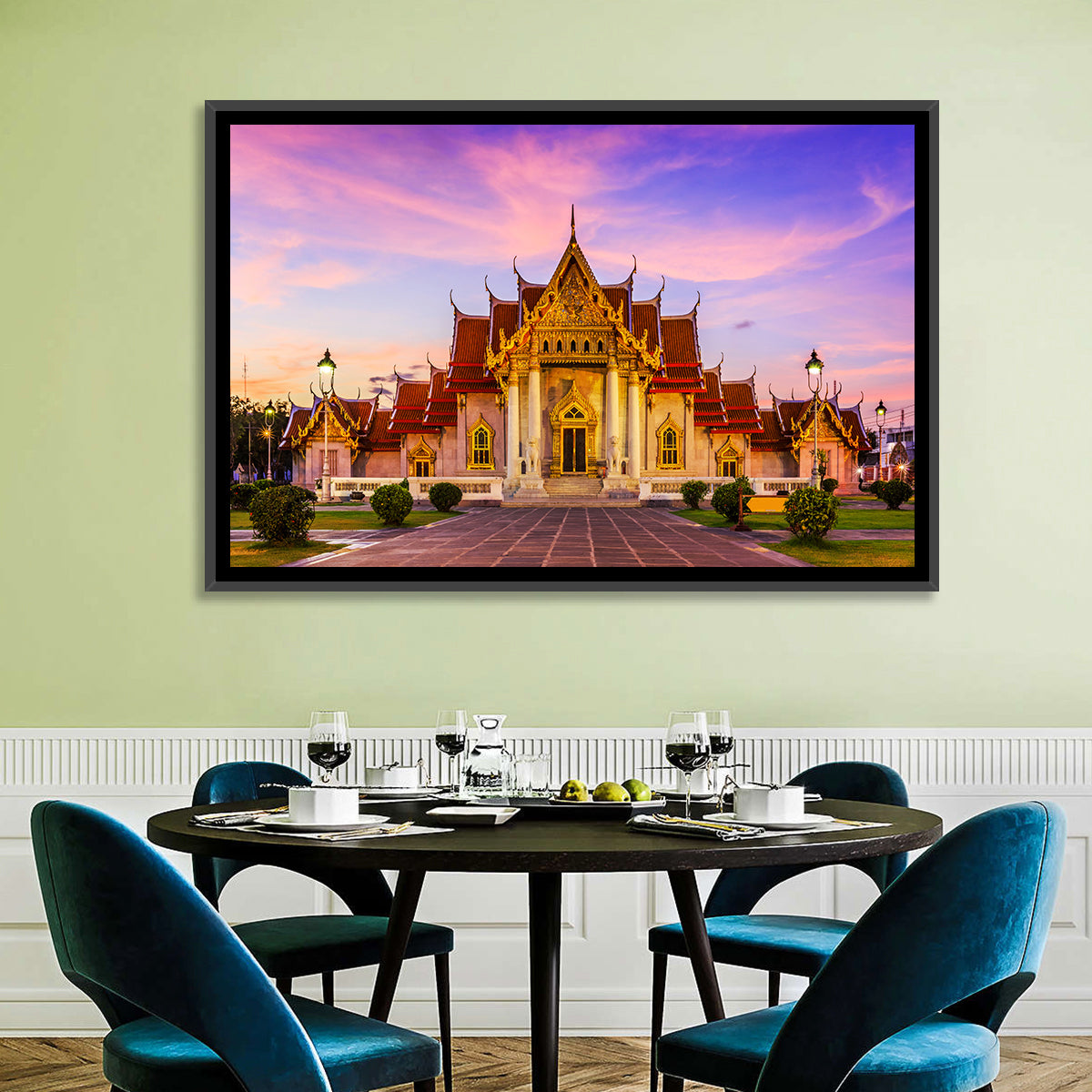Wat Benchamabophit at Dusk Wall Art in a room, landscape