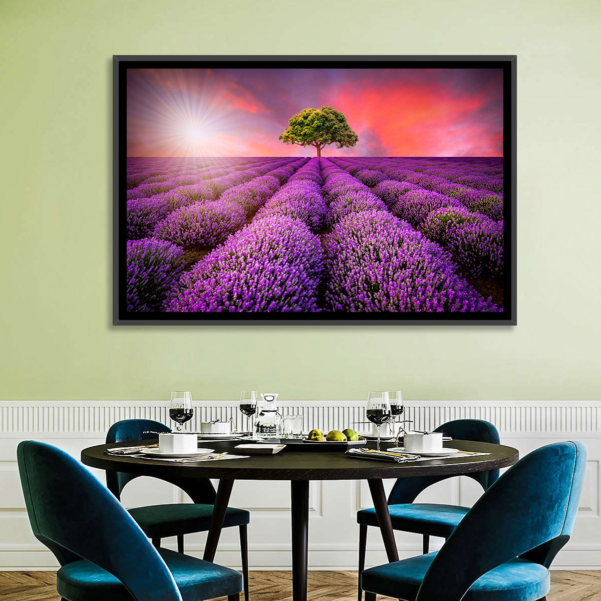 Sunset Over Lavender Fields Wall Art