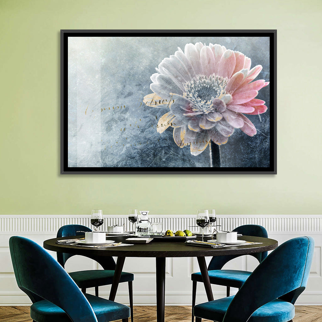 Winter Gerbera with Golden Script Wall Art
