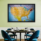 Vintage USA Map with Northeastern Pushpin Wall Art