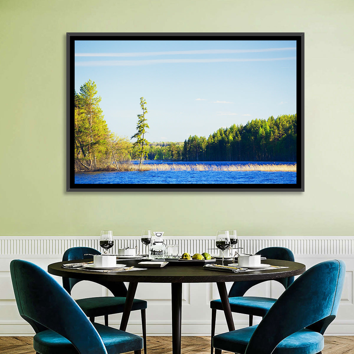 Summer Forest Lake Shoreline Wall Art