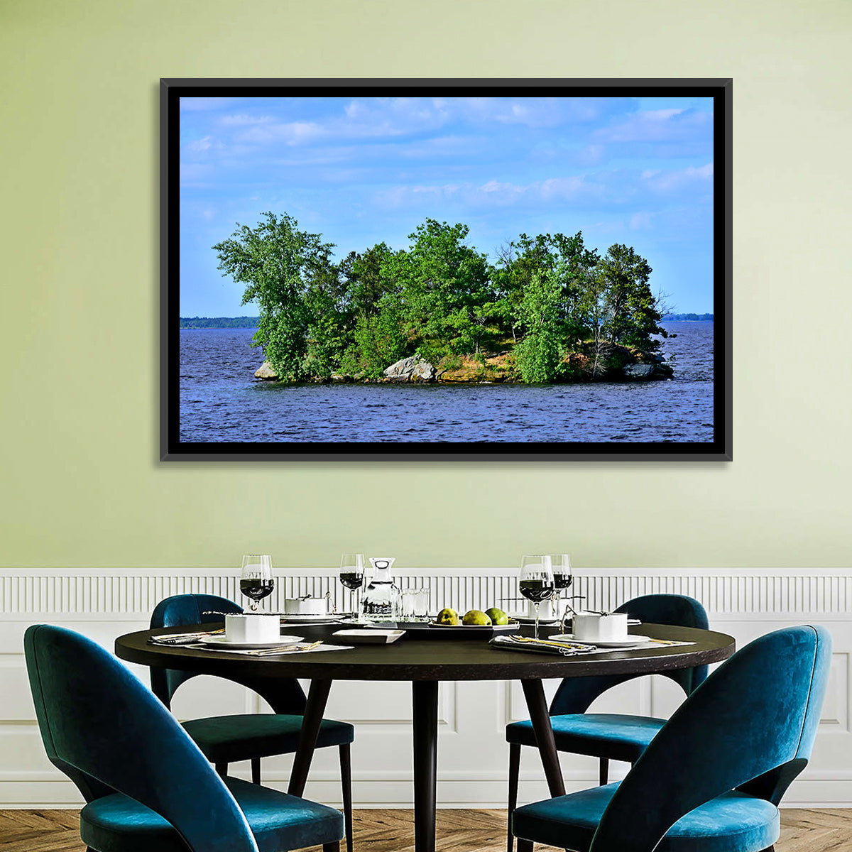 Petenwell Lake Island Wall Art in a room, landscape