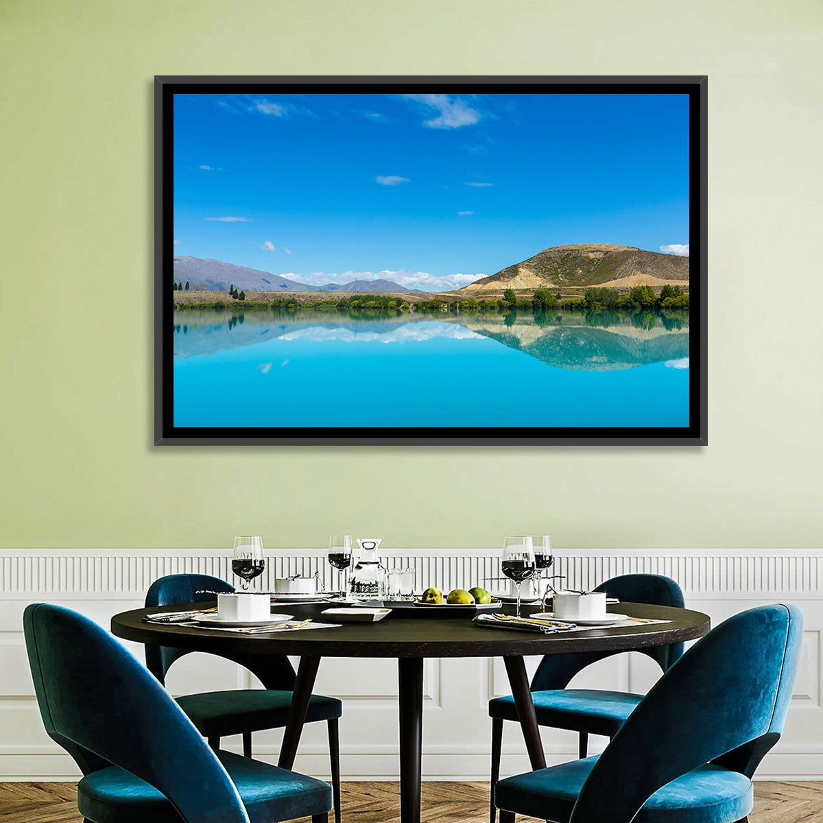 Lake Ruataniwha Wall Art in a room, landscape