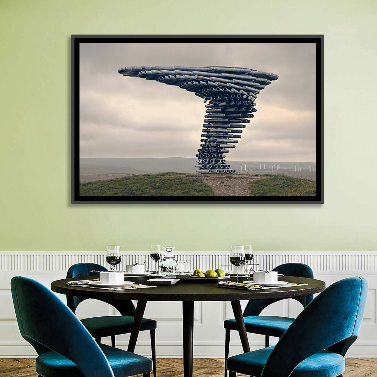 Singing Ringing Tree on Grassy Hill Wall Art in a room, landscape