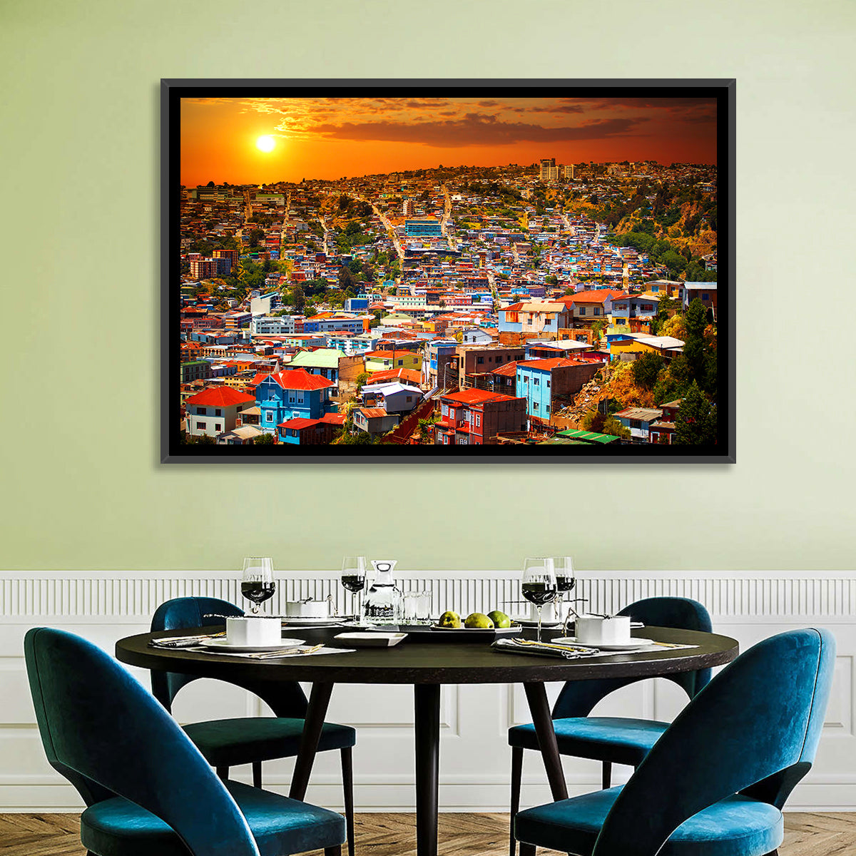 Valparaíso Hills Sunset Wall Art