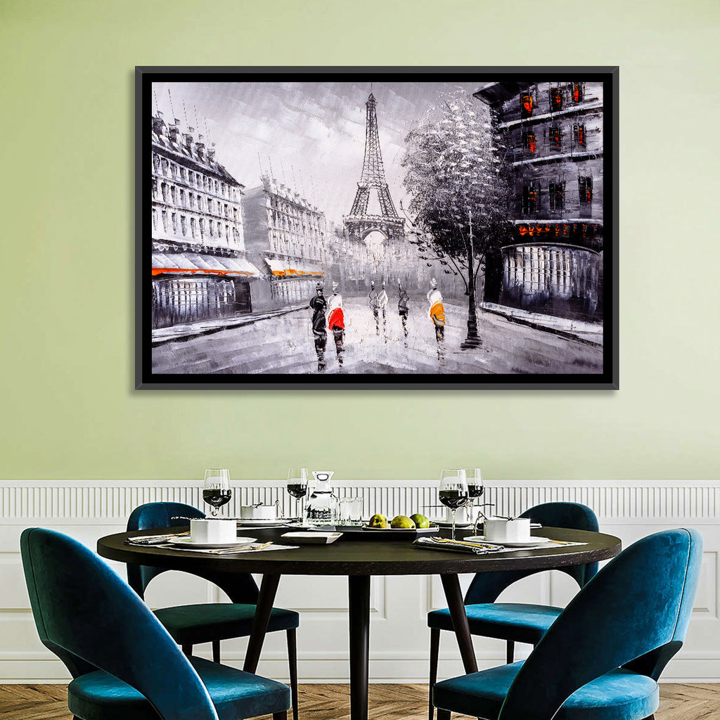 Paris Street with Eiffel Tower Wall Art