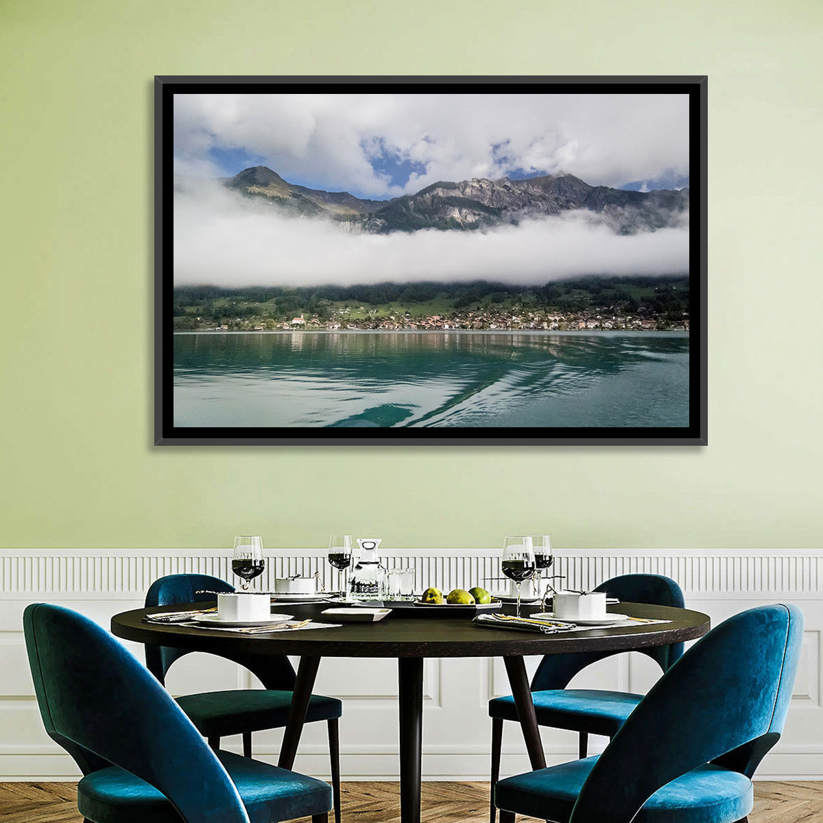 Lake Brienz Reflection Wall Art in a room, landscape