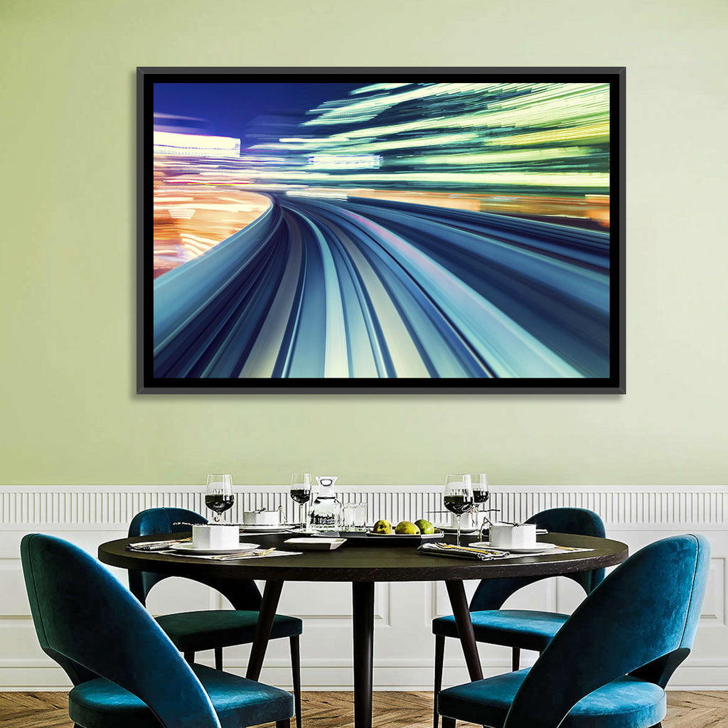 Curved Monorail Light Trails Wall Art