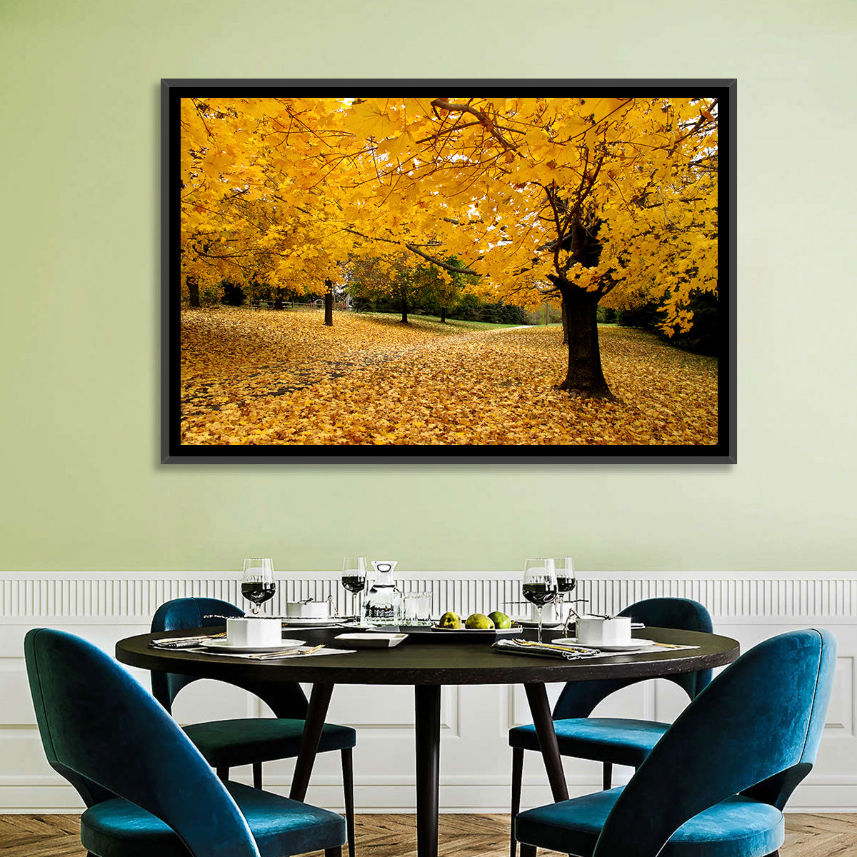 Baltimore Autumn Foliage Wall Art in a room, landscape