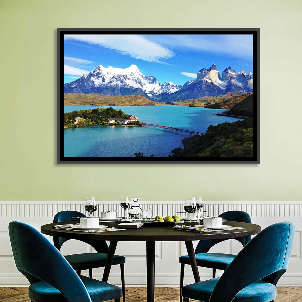 Pehoé Lake, Torres Del Paine Wall Art in a room, landscape