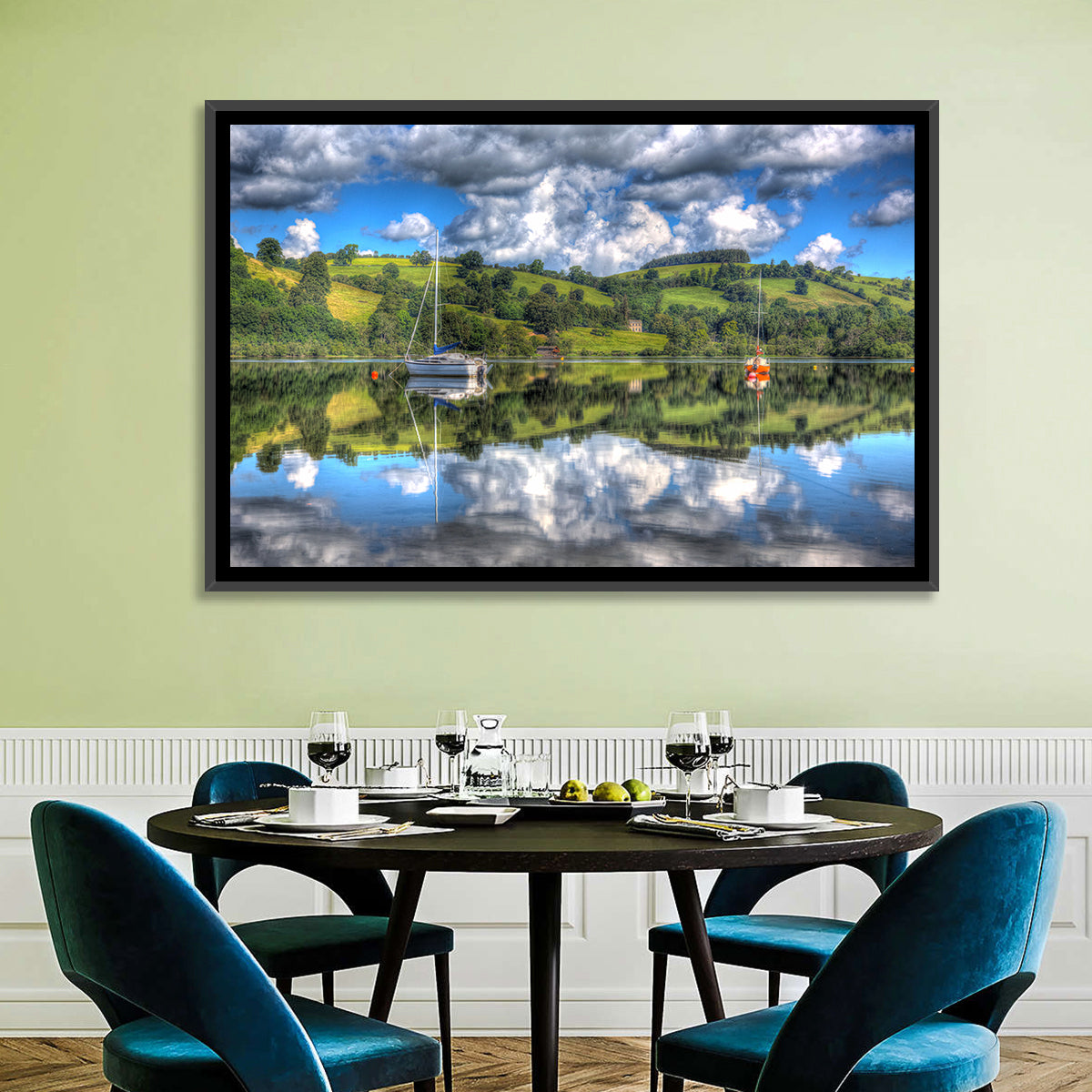 Sailboats on Ullswater Wall Art in a room, landscape