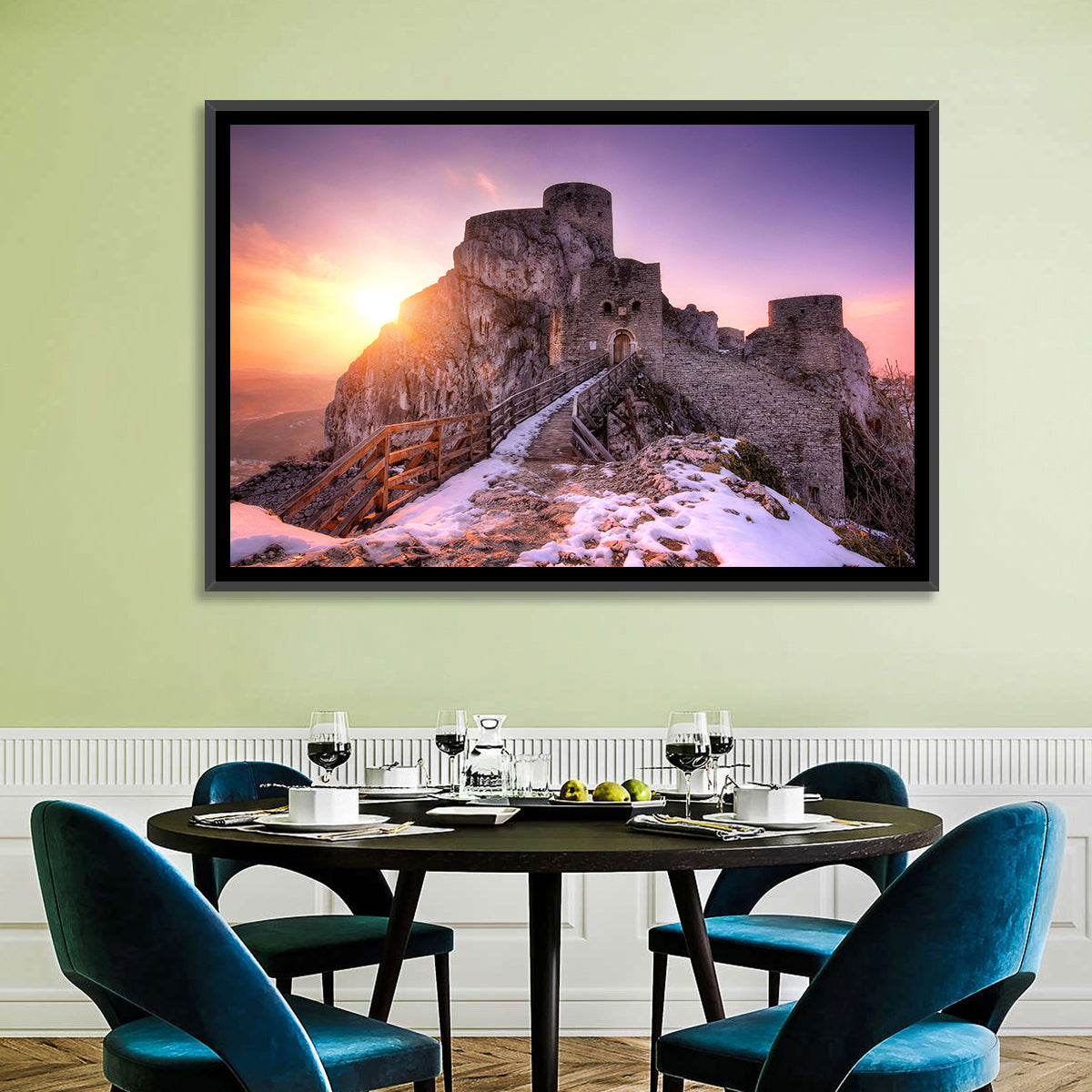 Ogrodzieniec Castle Ruins Wall Art in a room, landscape