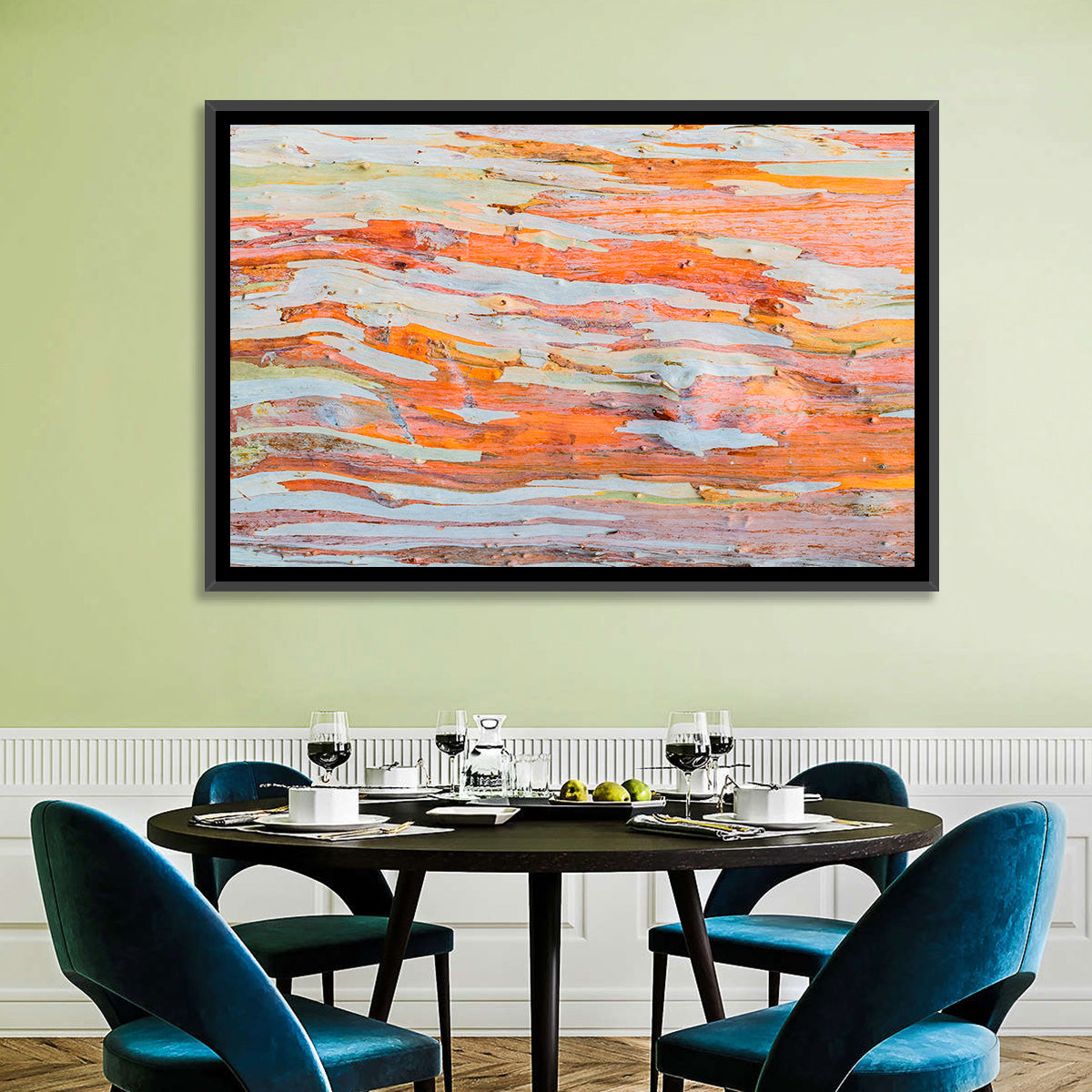 Abstract Eucalyptus Bark Layers Wall Art in a room, landscape
