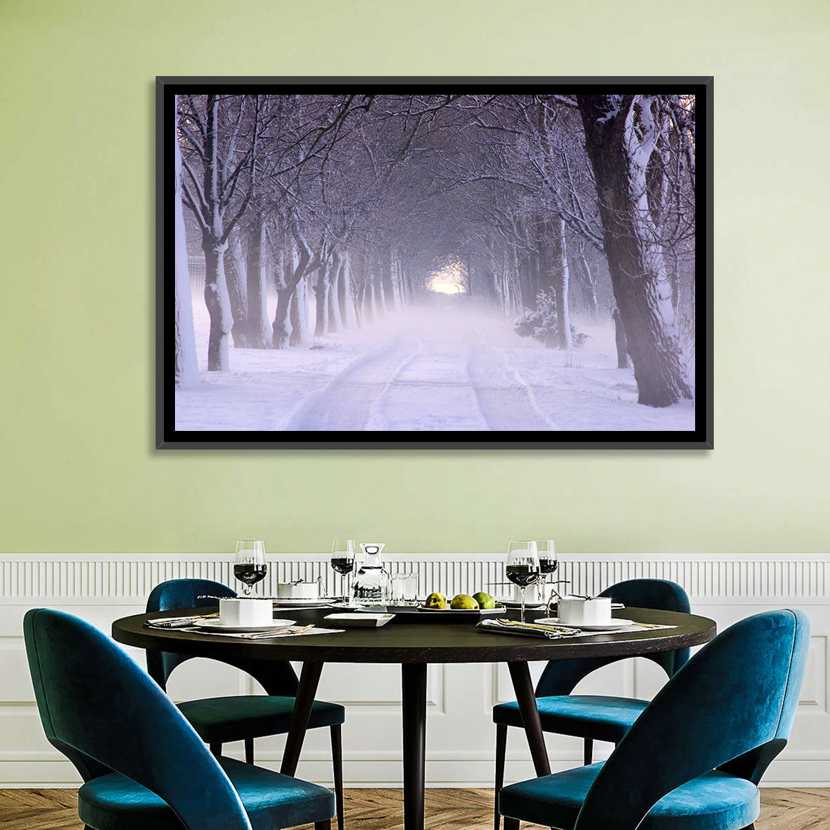 Kuressaare Park Snowy Path Wall Art in a room, landscape