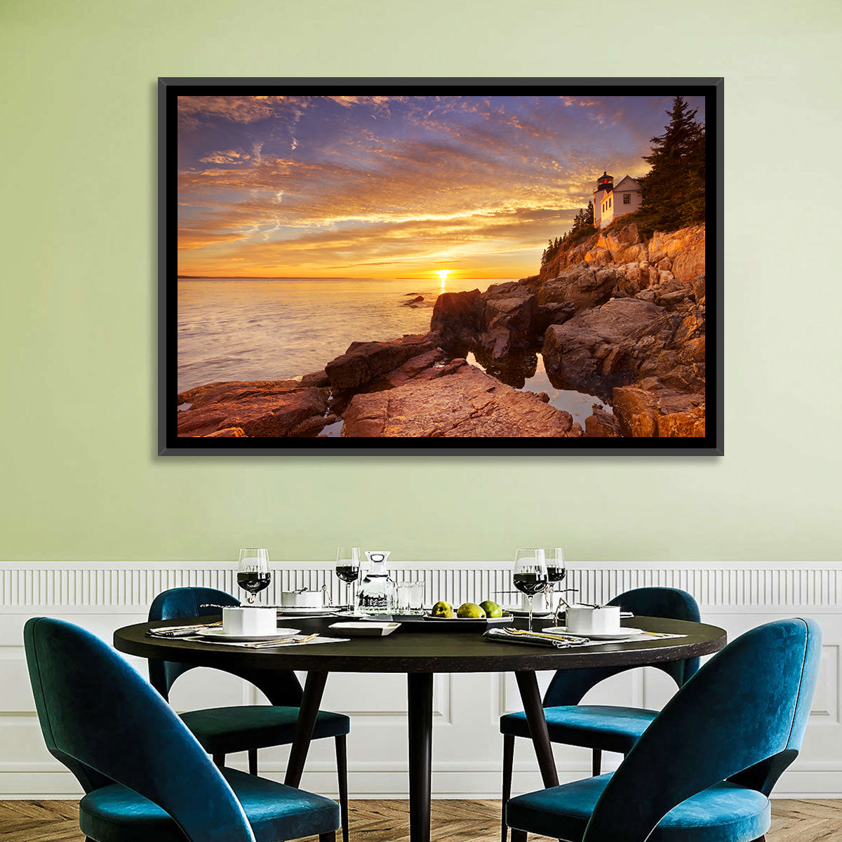 Bass Harbor Head Light at Sunset Wall Art