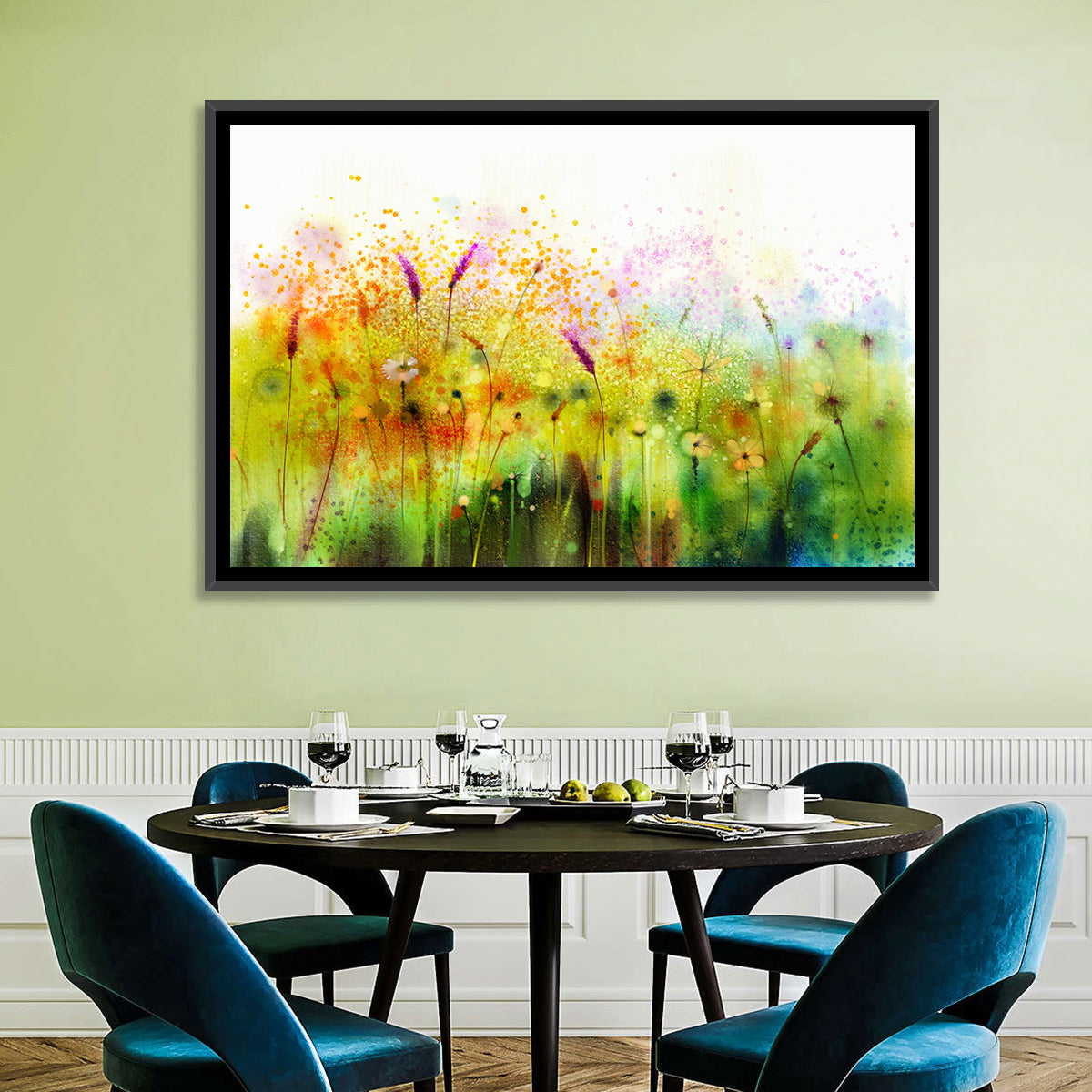 Cosmos Wildflowers Watercolor Wall Art