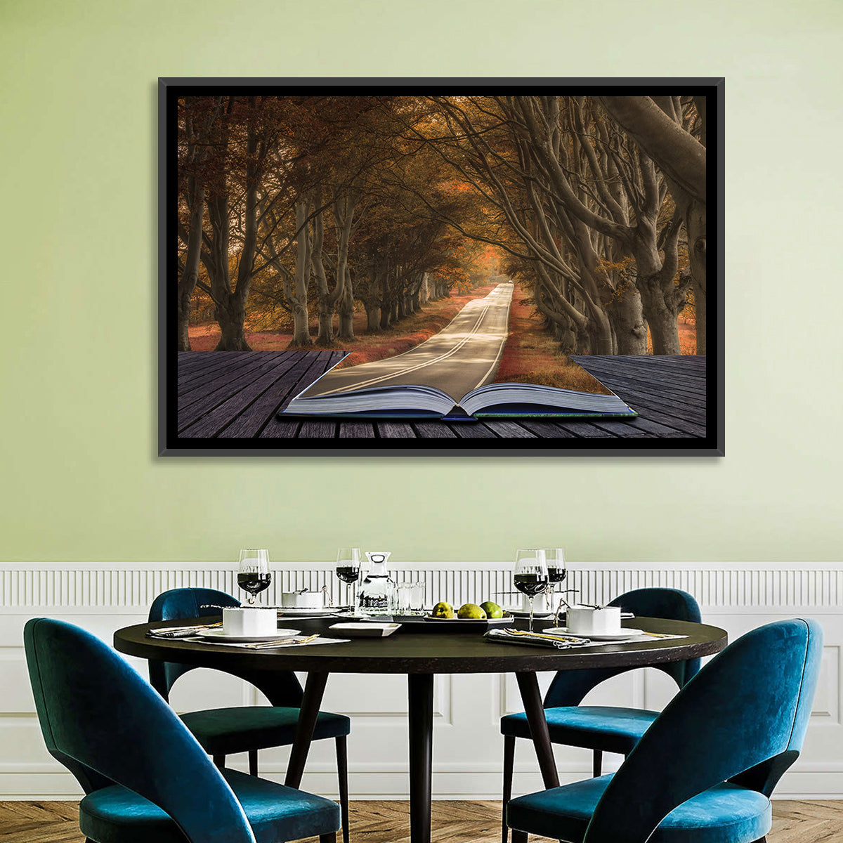 Surreal Book Pathway Wall Art in a room, landscape